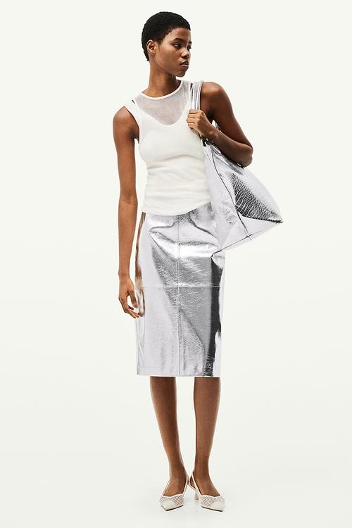 Coated skirt - silver-coloured 