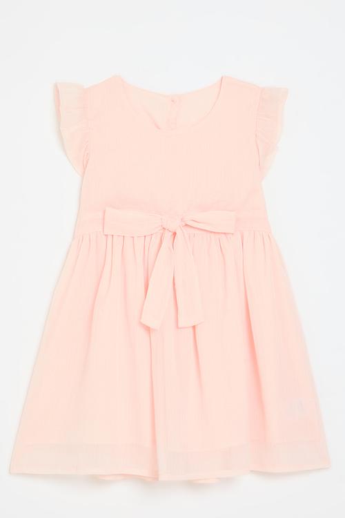Bowknot frilled dress - pink