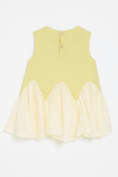 Asymmetrical dress - yellow & white