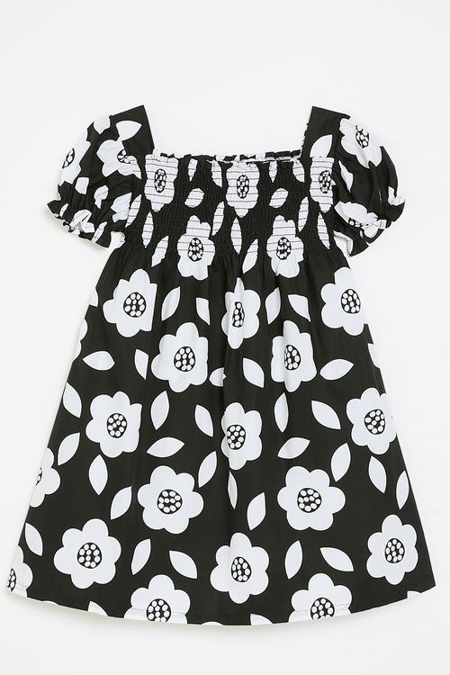 Floral print dress - black & white