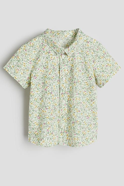 Short-sleeved patterned shirt - white floral