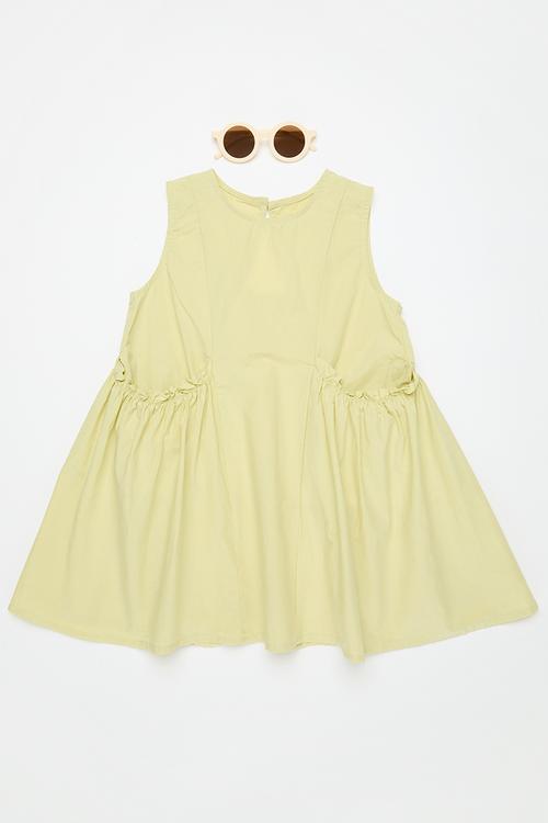 Ruched pockets dress - green