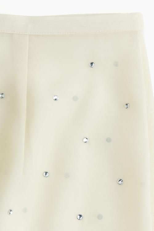 Rhinestone-embellished skirt - light beige