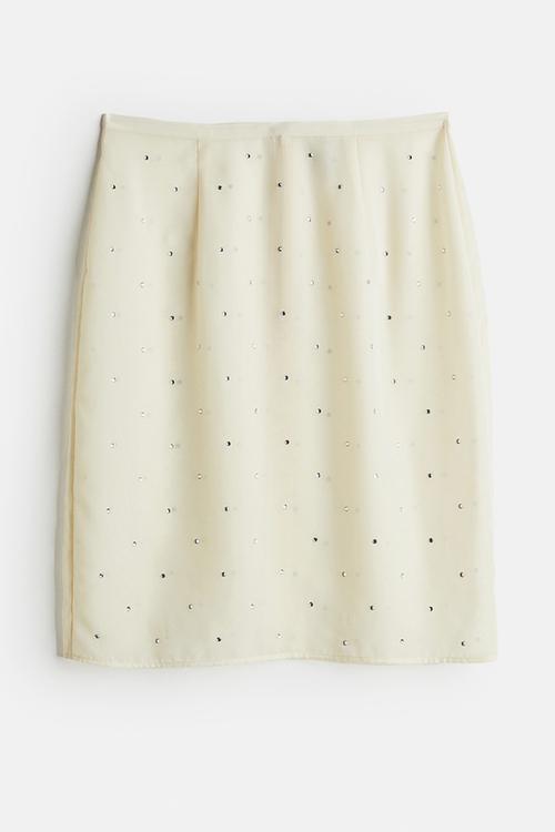 Rhinestone-embellished skirt - light beige