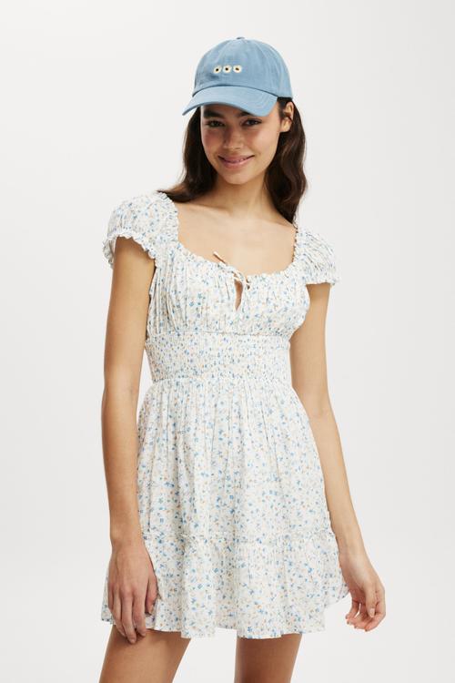 Eddie Corset Mini Dress - Lael Ditsy Stone Blue