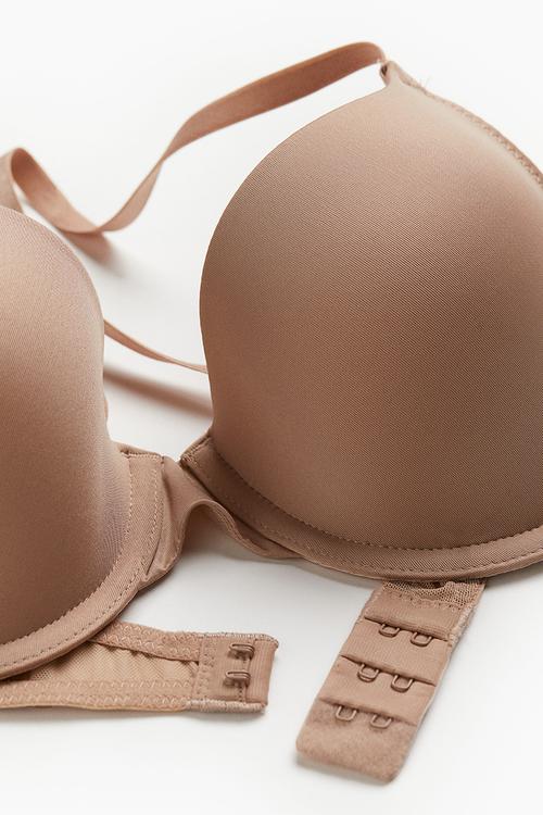 2 pack padded underwired bras - white & dark beige