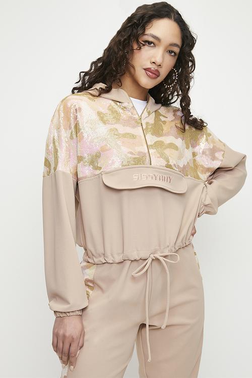 Made The Cut: Quaterzip Tracksuit Top With Hood - Sand