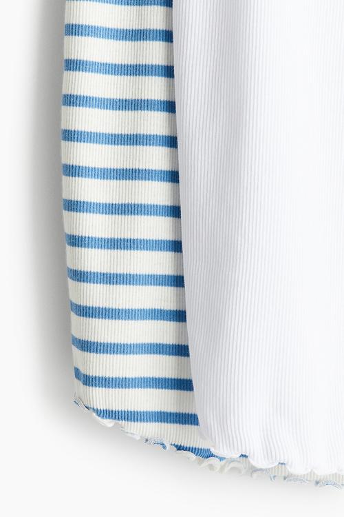 Mama 2-pack ribbed cotton tops - white & blue striped