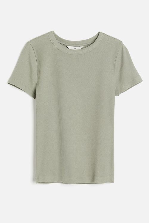 Ribbed modal-blend T-shirt - light khaki green