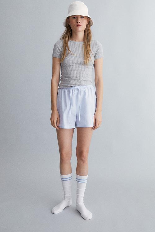 Pointelle top - light grey marl