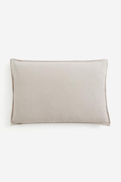 Linen-blend cushion cover - beige & grey