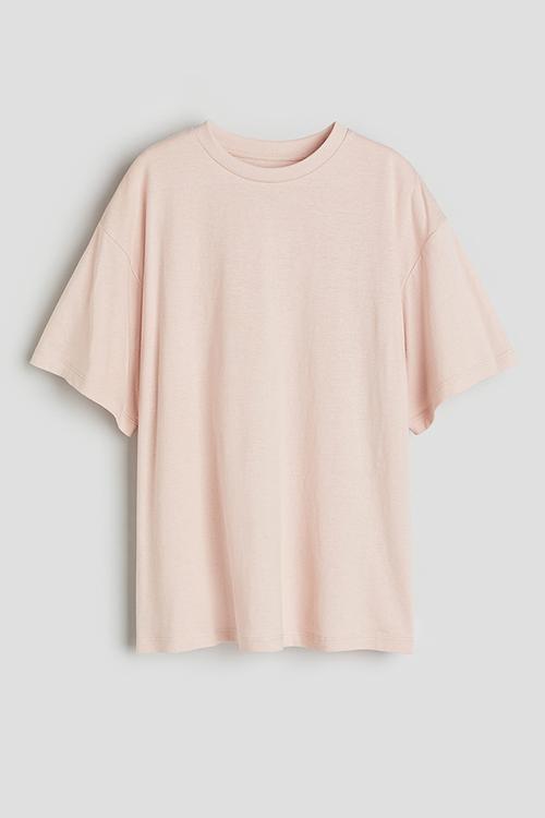 Oversized cotton jersey t-shirt - powder pink 