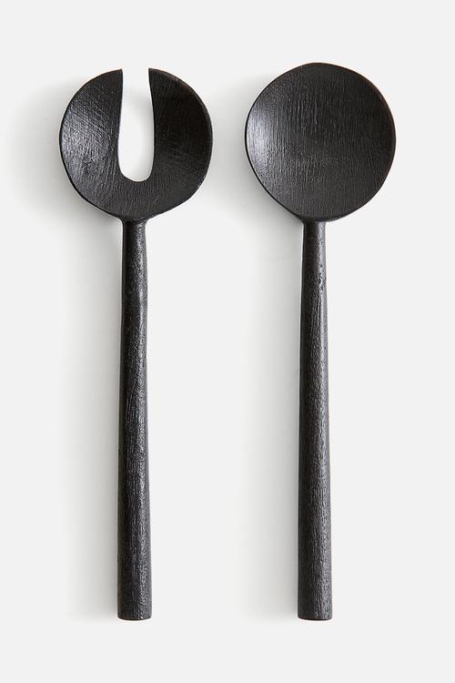 Wooden salad servers - black