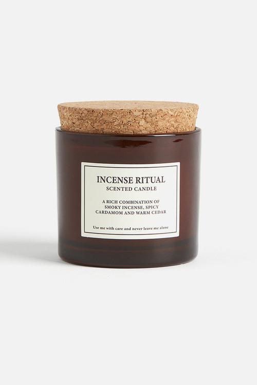 Cork-lid scented candle - brown/incense ritual 