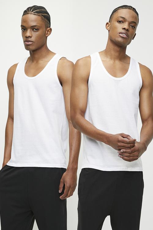 2 Pack eyelet vest - white