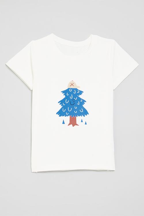 Printed tee - blue & white