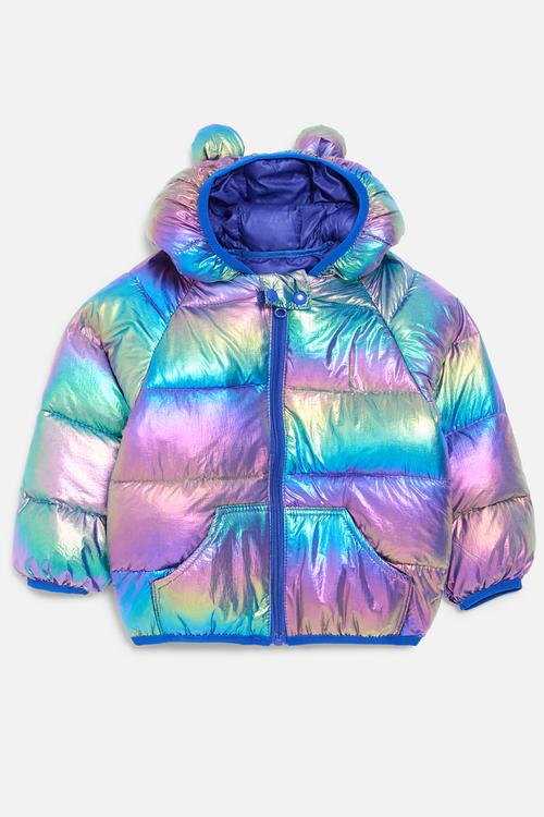 Metallic puffer jacket - purple
