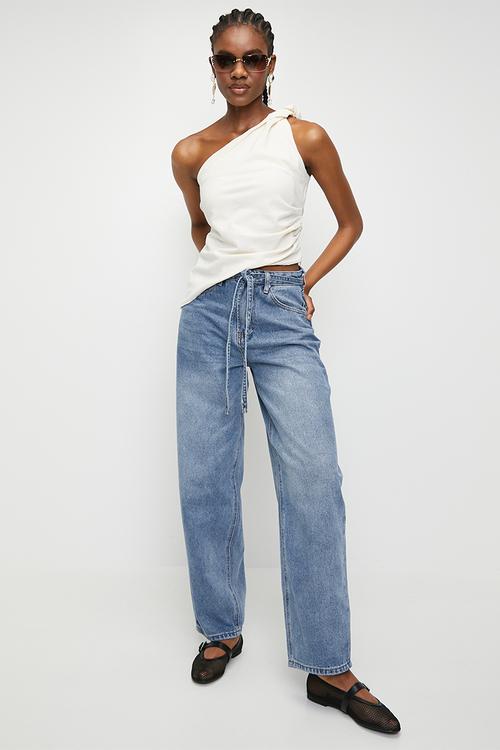Denim barrel leg - mid blue