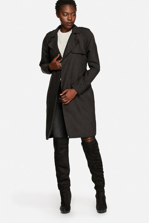 Tassy Faux Suede Trench Coat