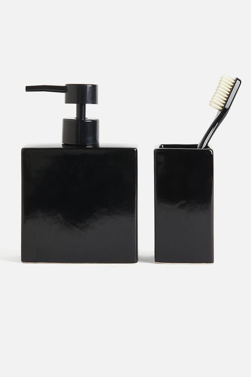Stoneware soap dispenser - black