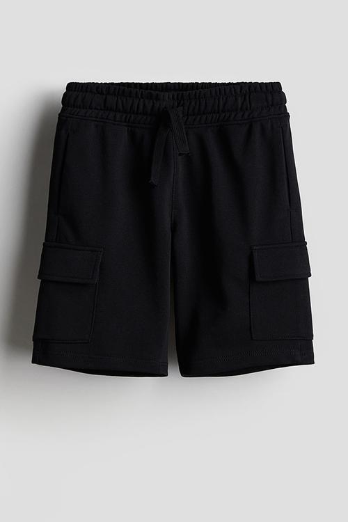 Cargo sweatshirt shorts - black