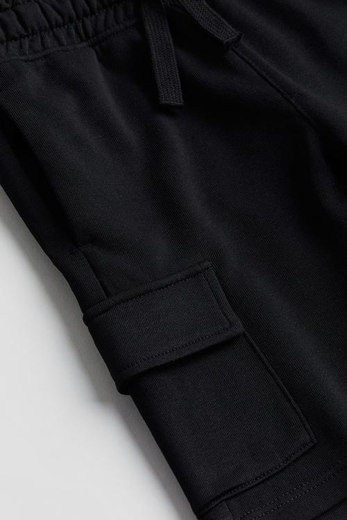 Cargo sweatshirt shorts - black