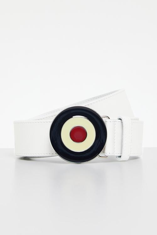 Target Buckle Leather - White