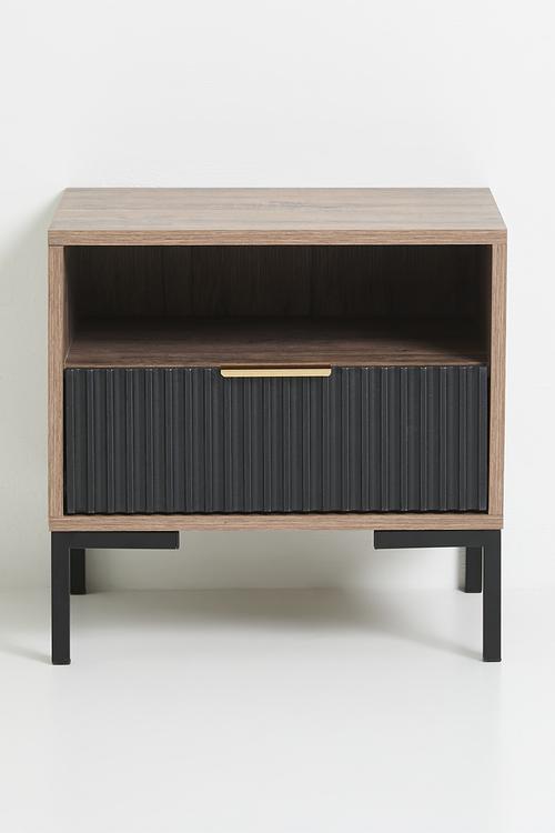 Carried bedside table- natural & black