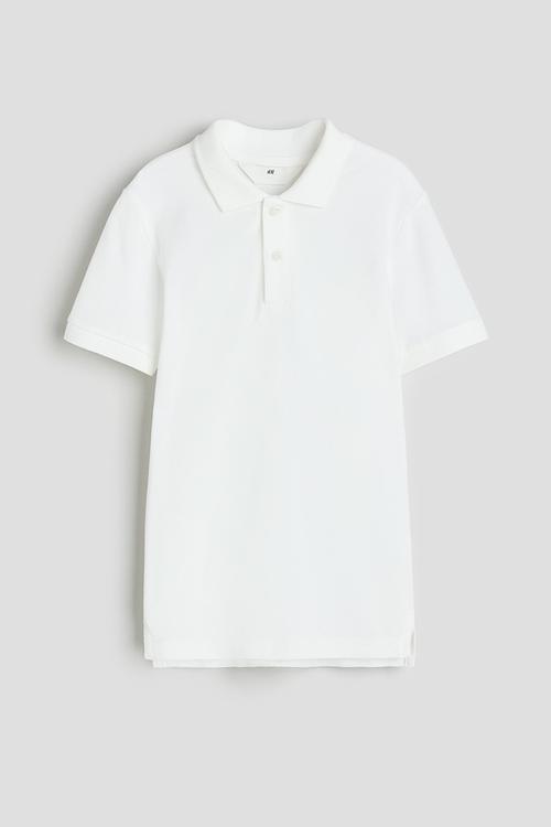 Cotton piqué polo shirt - white