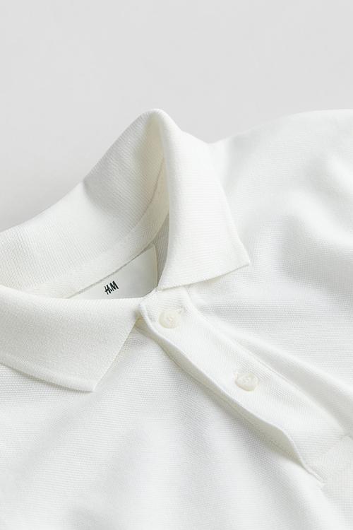 Cotton piqué polo shirt - white