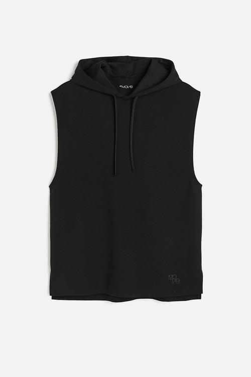 Regular fit sleeveless sports hoodie in drymove™ - black