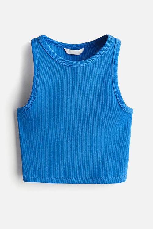 Cropped vest top - blue
