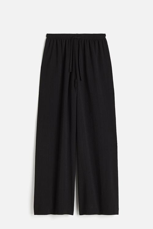 Wide pull-on trousers - black