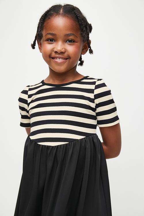 Striped asymmetrical dress - black & white