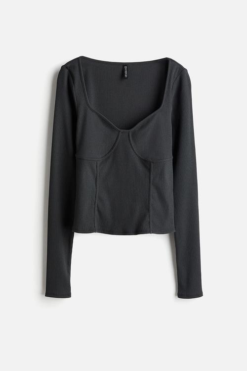 Corset-style top - dark grey
