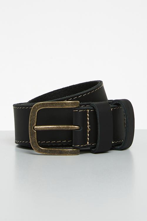 Leather Stitch Belt - Black-Jeep