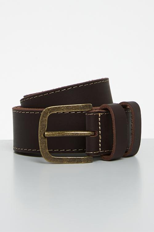 Leather Stitch Belt - Brown-Jeep