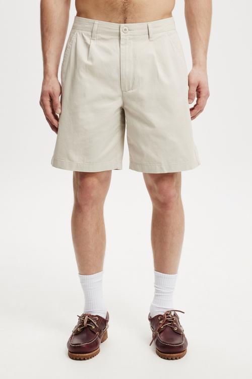 Twill Pleat Short - Ecru Twill