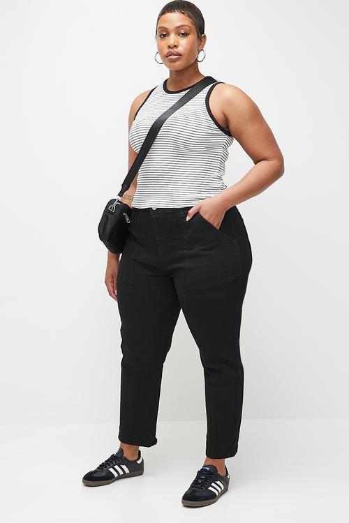 Plus Tapered Leg Jeans - Black