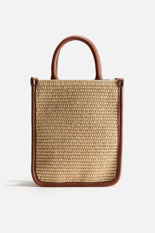 Crossbody straw bag - beige