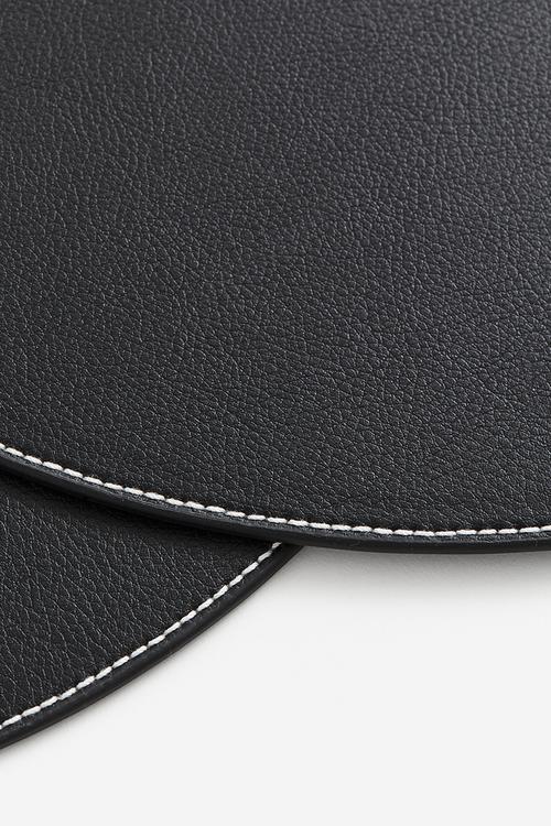 2 Pack round place mats - black