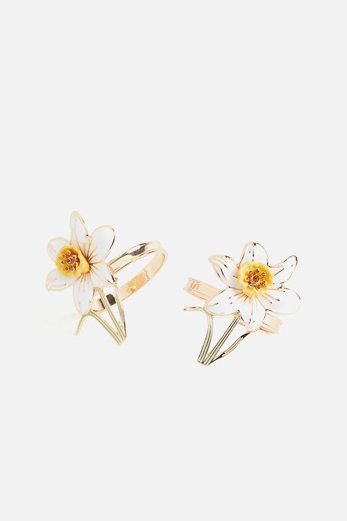 2 Pack metal napkin rings - white