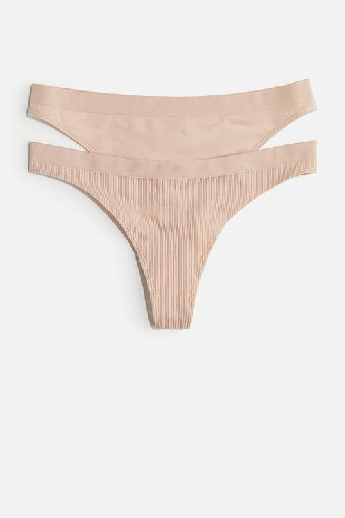 2-Pack seamless thong briefs - beige