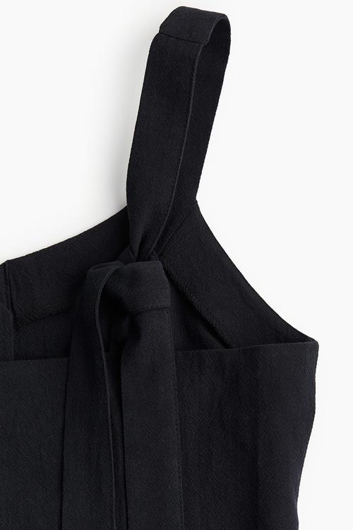 Button-front cotton dress - black