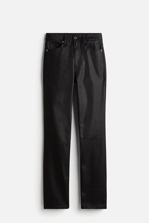 Slim straight high jeans - black