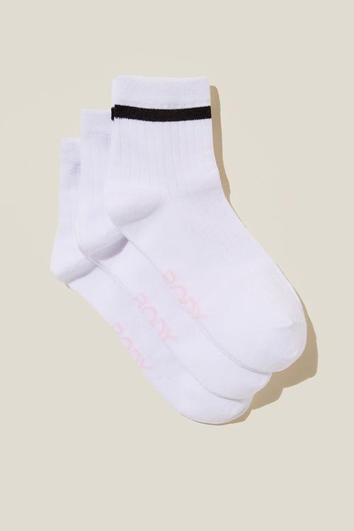 Body Mid Crew Socks 3Pk - White