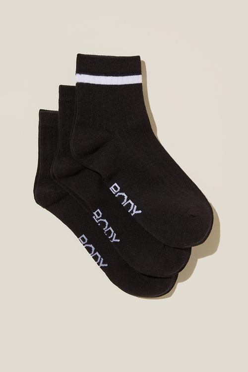 Body Mid Crew Socks 3Pk - Black