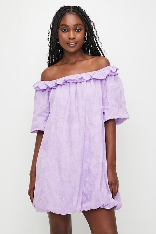 Ruffle bardot mini dress - lavendula