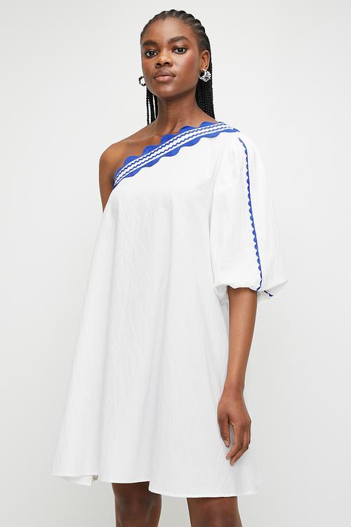 Embroidery asym mini trapeze - neutral