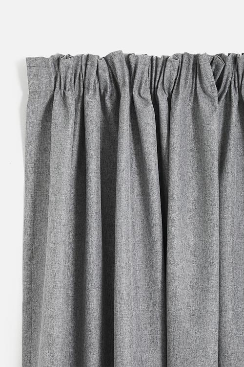 Blockout taped curtain - Mid Grey Slub